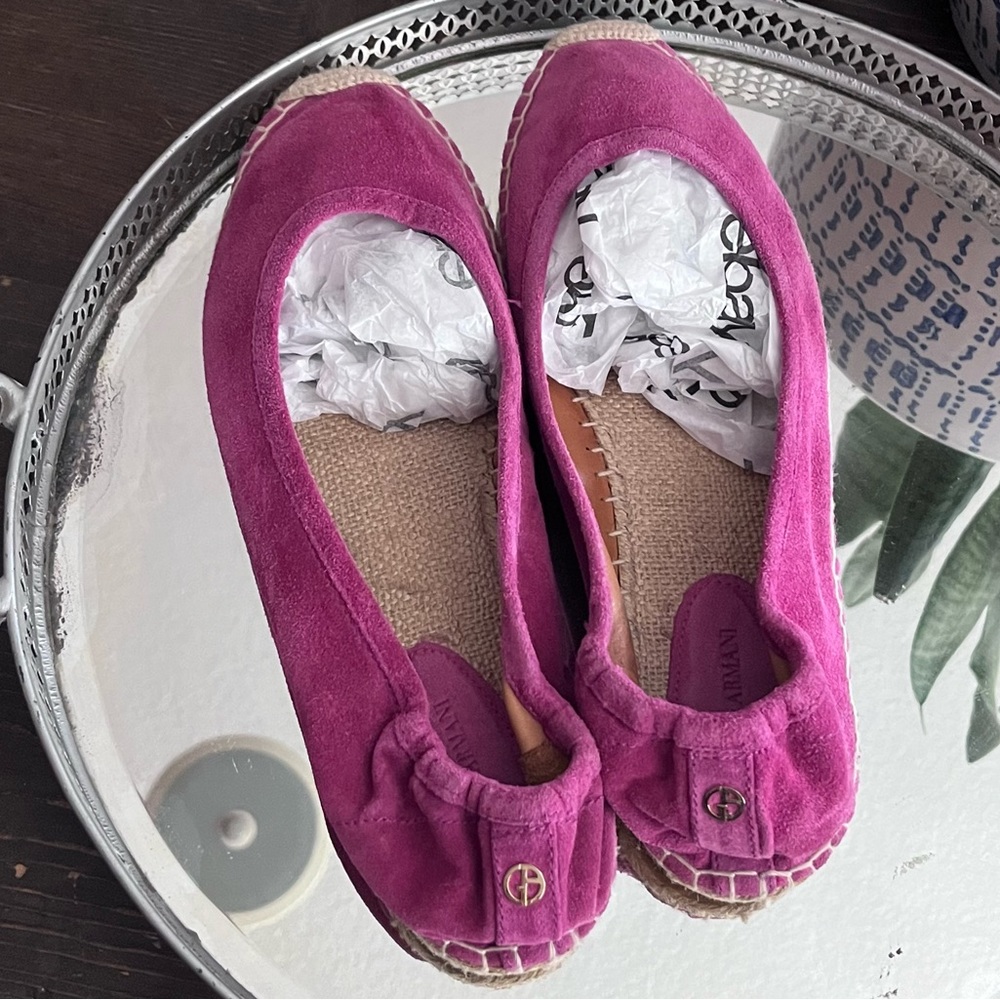 Giorgio Armani Women’s EU 41 Purple Leather Suede Slip On Espadrilles Flats